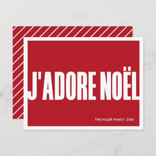 J’adore Noël Carte de Noël moderne - Vacances (Devant / Derrière)