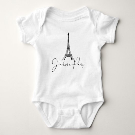 J' adore Paris Eiffel Tower Cute White Romper (Voorkant)