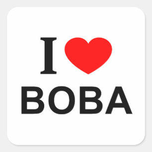 J'❤️ BOBA I LOBA BOBA I HEART BOBA CARRÉ STICKER