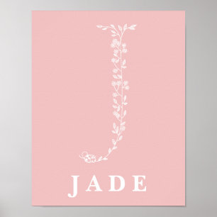J Botanique Floral Monogramme personnalisé Poster