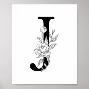 J botanisch monogram. Letter-initiaal met pinda's Poster