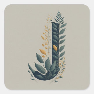 J Botanisch monogram Vierkante Sticker