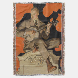J.C. Leyendecker Banjo Speler 1920 Art Deco Kunst Deken