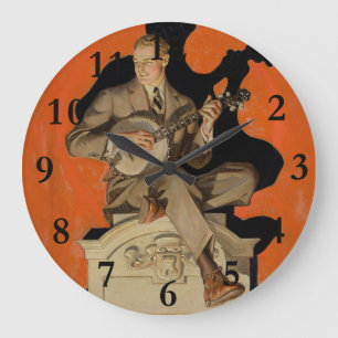 J.C. Leyendecker Banjo Speler 1920 Art Deco Kunst Grote Klok