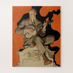 J.C. Leyendecker Banjo Speler 1920 Art Deco Kunst Legpuzzel