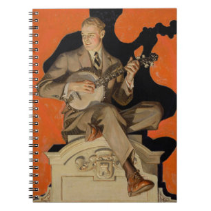 J.C. Leyendecker Banjo Speler 1920 Art Deco Kunst Notitieboek