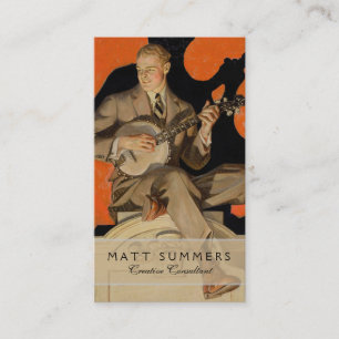 J.C. Leyendecker Banjo Speler 1920 Art Deco Kunst Visitekaartje
