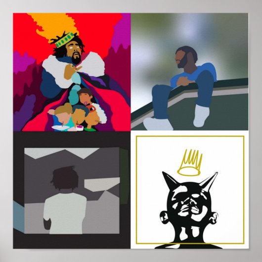 j cole minimum albums poster (Voorkant)