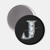 "J" Diamond Bling Magnet Magneet (Voorkant / Achterkant)