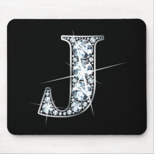 "J" Faux-"Diamond Bling" Mousepad Muismat
