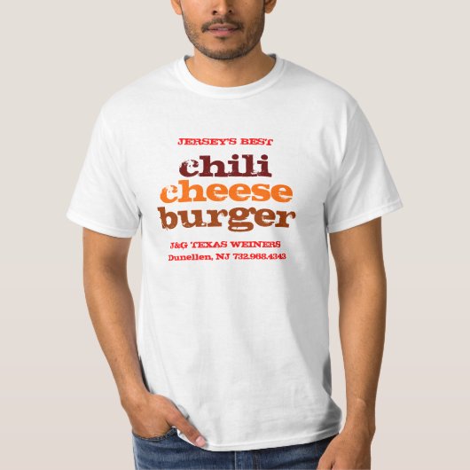 J&G Texas Weiner Jersey's Best Chili Cheeseburger T-shirt (Voorkant)