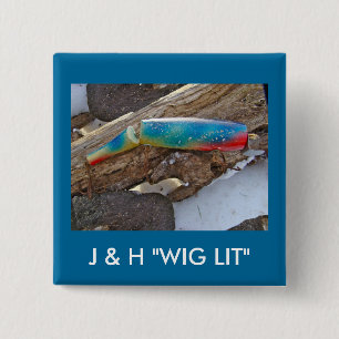 J & H "WIG LIT" zoutwaterproducten Vierkante Button 5,1 Cm