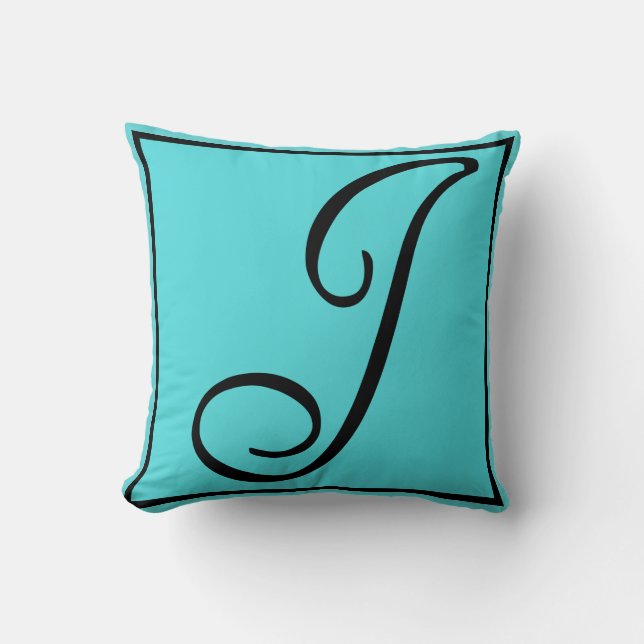 J INITIAAL PILLOW - Letter J over Aqua Background Kussen (Voorkant)