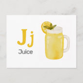 J is voor Juice - Alphabet Flash Kaart (Voorkant)