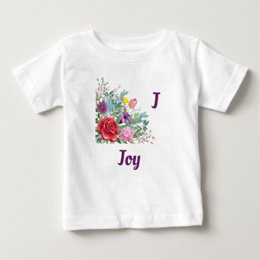J Joy Personaliseer Letternaam, Roos Bloemen (Voorkant)
