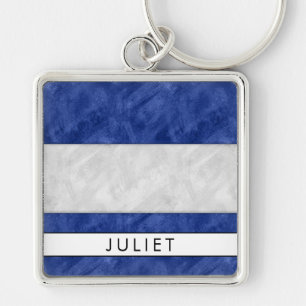 J Juliet Nautical Signal Flag + Jouw naam Sleutelhanger