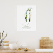 J Letter Monogram Gold Greenery Foliage Chic Poster (Keuken)