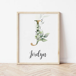 J Letter Monogram Groene Muurdecoratie voor Babyka Poster