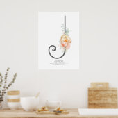 J Lettre Monogramme Fleur Décoration Maison Rose P (Cuisine)