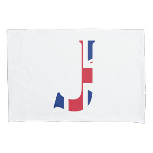 J Monogram bedekt op Union Jack Flag pcnt Kussensloop