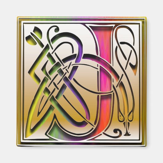 J Monogram "Celtic Rainbow" Magnet Carré (Devant)