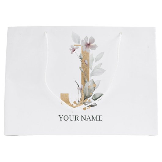 J Monogram Floral Aangepast Groot Cadeauzakje (Voorkant)