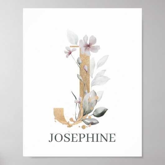J Monogram Floral Aangepast Poster (Voorkant)