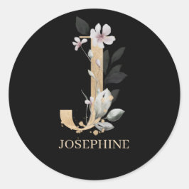 J Monogram Floral Aangepast Ronde Sticker