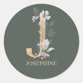 J Monogram Floral Aangepast Ronde Sticker