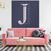 J Monogram Initiaal Bar Bat Mitzvah Sign-In Board Canvas Afdruk (Insitu (Woonkamer))