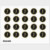 J :: Monogram J Elegant Gold et Black Stickers (Feuille)