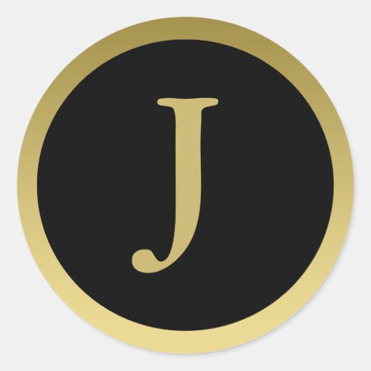 J :: Monogram J Elegant Gold et Black Stickers (Devant)