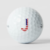 J Monogram overlay op USA Flag tmtp5 gbcnt Golfballen (Voorkant)