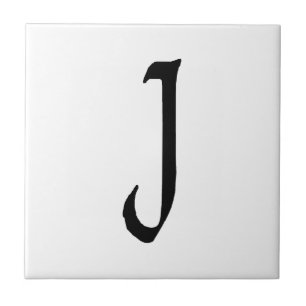 "J" monogram, tekst met pen Tegeltje