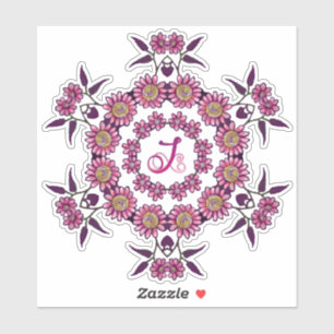 J Monogram Uniek Bizar Boho Bloemen Mooie Sticker