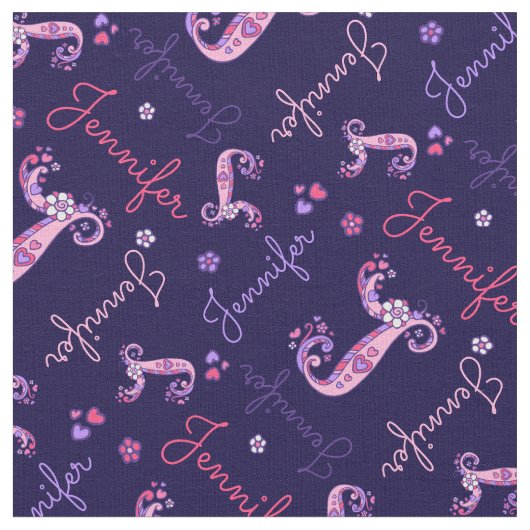J monogramme et nom personnalisé tissu Jennifer (Fermer)