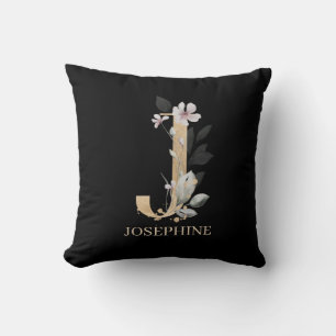 J Monogramme Floral oreiller à lancer personnalis