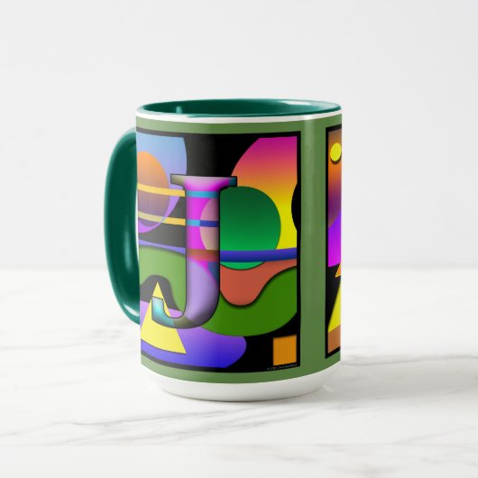 J O Monogramed, Initialed Coffee Mok (Voorkant links)