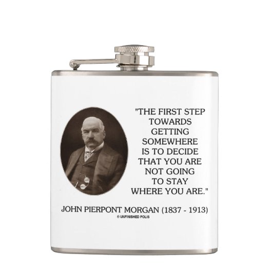 J.P. Morgan eerste stap naar ergens anders Heupfles (Voorkant)