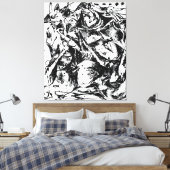 J. P. - NUMMER 6 - 1952 - Zwart Pourings - Canvas Afdruk (Insitu (Slaapkamer))