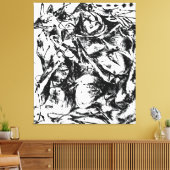 J. P. - NUMMER 6 - 1952 - Zwart Pourings - Canvas Afdruk (Insitu (Woonkamer))