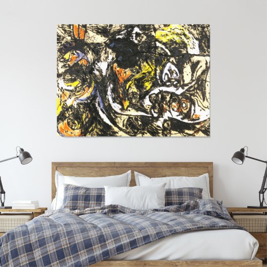 J. P. - NUMMER 8 - 1952 - Zwart Pourings - Canvas Afdruk (Insitu (Slaapkamer))
