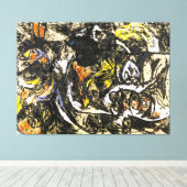J. P. - NUMMER 8 - 1952 - Zwart Pourings - Canvas Afdruk (Insitu (Houten vloer))