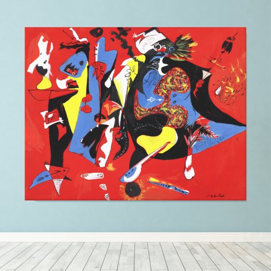J. P. - ROOD en BLAUW - 1946 - Abstract - Canvas Afdruk (Insitu (Houten vloer))