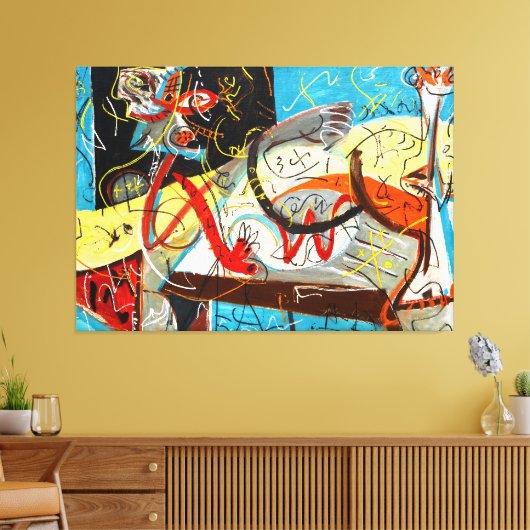 J. P. - STENOGRAFISCH FIGUUR - c. 1942 - Abstract Canvas Afdruk (Insitu (Woonkamer))