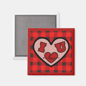 J'♥ U J'aime Buffalo Plaid Magnet (Recto/Verso)