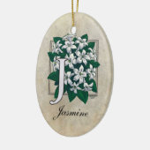 J voor Jasmine Flower Monogram Keramisch Ornament (Links)