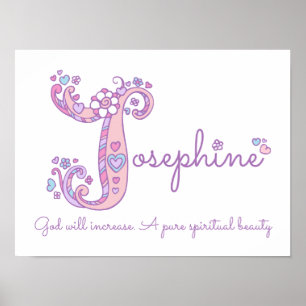 J voor Josephine initiële krabbelkunst naam beteke Poster