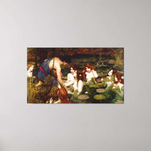 J.W. WATERHOUSE - HYLAS EN DE NIMFEN - 1896 - CANVAS AFDRUK (Voorkant)