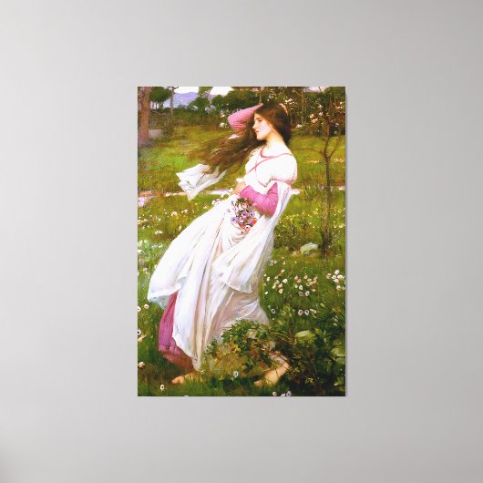 J. W. WATERHOUSE - WINDENDE BLOEMEN (WINDGEVOERD) CANVAS AFDRUK (Voorkant)